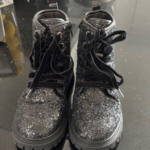 Black Glitter Ankle Boots